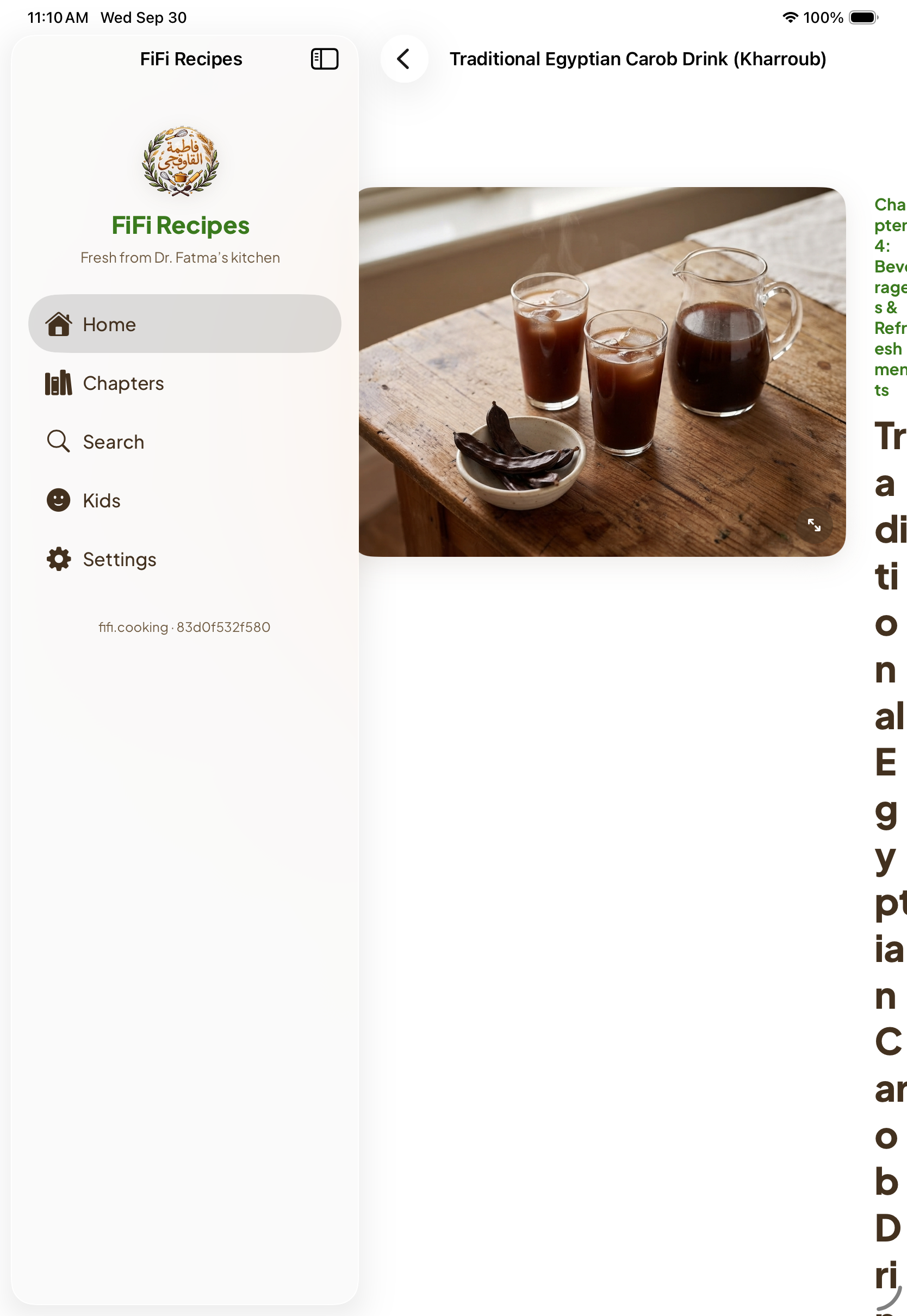 Recipe detail with ingredients and steps